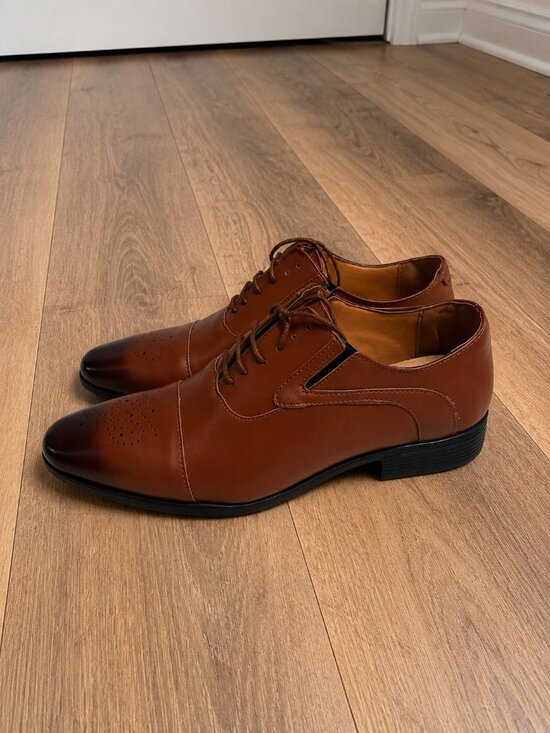 Men’s Brown Oxford Dress Shoes Cap Toe Lace Up Formal EU 42 US 9 NWT
